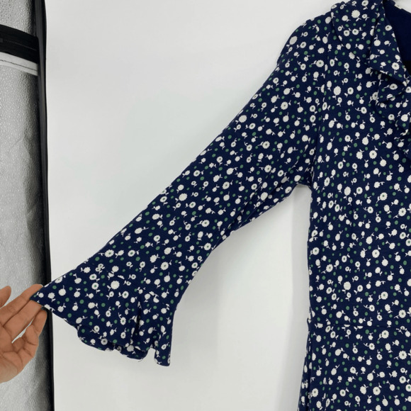 Boden Michaela Knit Jersey Dress Size 6 Daisy Floral Print Ruffles V-neck Casual - Picture 6 of 11